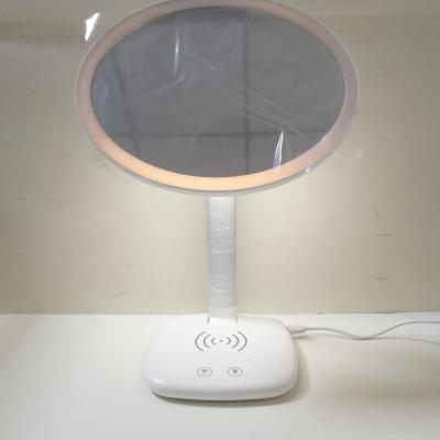 China Lighted Brightness LED Adjustable Cosmetic Mirror Table Lamp With Wireless Charger for sale