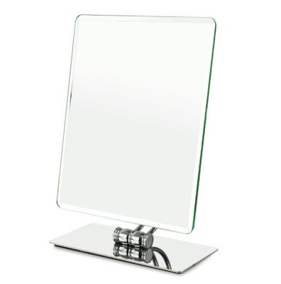 China Personalized Portable High Definition Rectangular Desktop Vanity Makeup Mirror With Stainless Steel Base for sale