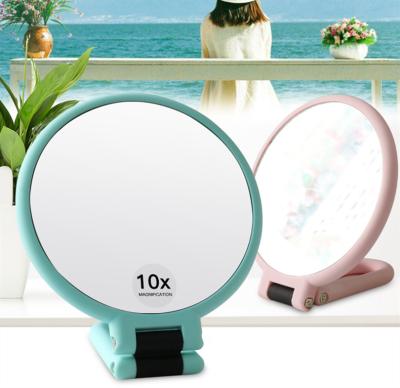 China Personalized 2-Sided Makeup Mirror With 1X / 10X Handle / Stand Magnification for sale