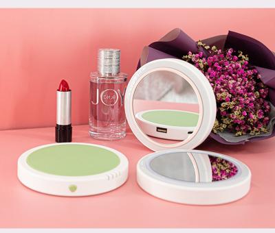 China LED Lighted Lighted Compact Mirror , Compact Mirror With USB Rechargeable Lightweight Portable Travel Mirror With Power Bank for sale