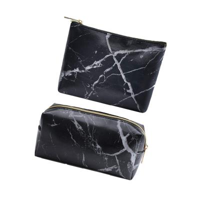 China Fashion 2 Pack Marble Makeup Bag, Small Marble Cosmetic Bag Makeup Pouch For Purse Waterproof Marble Pattern Cosmetic Pouch for sale