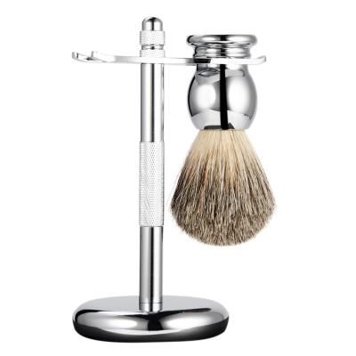 China For SHAVING kit men's silvertip badger hair shaving brush and deluxe Chrome holder shaving set for sale