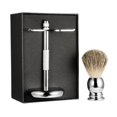 China For SHAVING Kit Silvertip Badger Hair Shaving Brush and Deluxe Chrome Holder Shaving Set for Men's Beard Shaving for sale