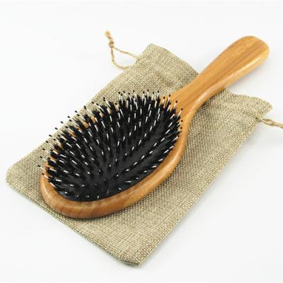 China Cushion 100% Medium Oval Boar Cushion / Nylon Bristle Handle Bamboo Hair Brushes for sale