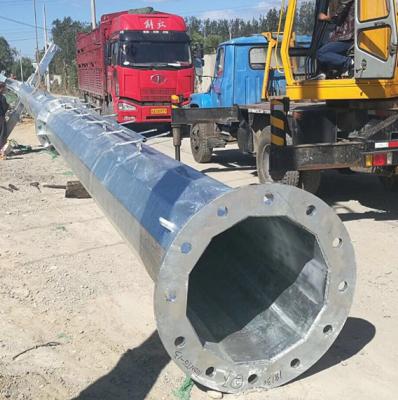 China Q345 / Q235 / ASTM A572 GR50 GR65 China Traffic Galvanized Polygonal 10m to 100m Tubular Steel Electrical Transmission Pole for sale