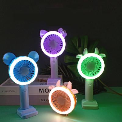 China Hotel Wholesale  LED Mini Rechargeable Portable fan Personal Desk Table Hand Held Usb Summer Cool led Small Fan With Light for sale