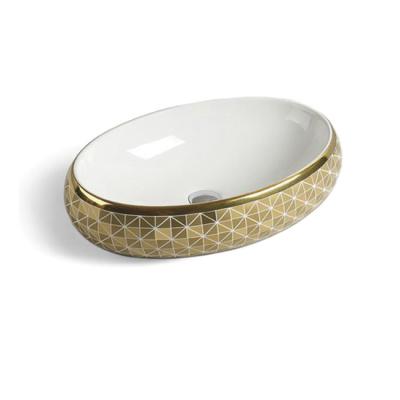 China Modern Ceramic Gold Color Wash Basin Sink Bathroom for sale