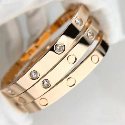 China Carti CLASSIC Love Couple Screws Popular Luxury Designer Famous Brand Gold Plated 316L Stainless Steel Titanium Zircon Bangle Bracelet for sale