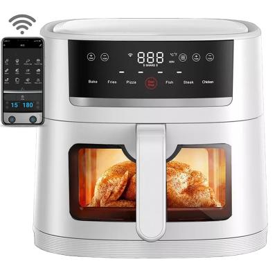 China 6L 8L Dual Heating Element Hot Air Fryer with Tuya Digital App Control Air Fryer with Stained Glass Home Appliances wifi smart air fryers for sale