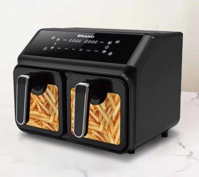 China Hotel 2023 Air Fryer 8L 2 Basket Double Independent Control, Visible Window, LCD Digital Meun 8 Presetting One Touch Smart Cook for sale