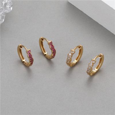 China New Trendy Style 14K Gold CZ Diamond Huggie Cubic Zirconia Hoop Earrings For Women Fashion for sale