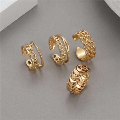 China Wholesale Trendy Trendy Finger Jewelry 14K Gold Plated Chain Link Ring For Women for sale