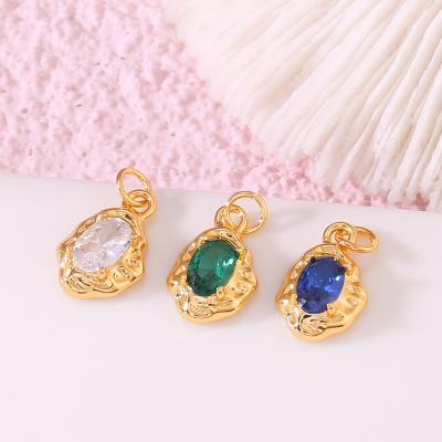 China FASHIONABLE Diy 14K Gold Plated Zirconia Brass Pendant Charms For Bracelet Jewelry Making for sale