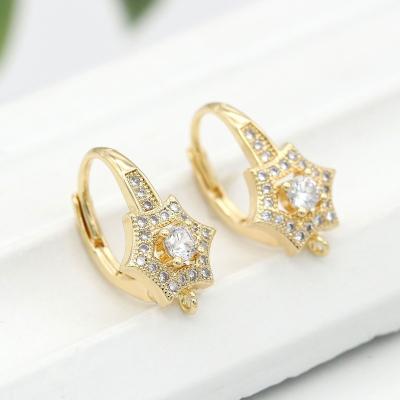 China FASHIONABLE DIY Korean Jewelry Earrings Micro-inlaid Six-pointed Zircon Star Circle Ear Clip On Earring for sale