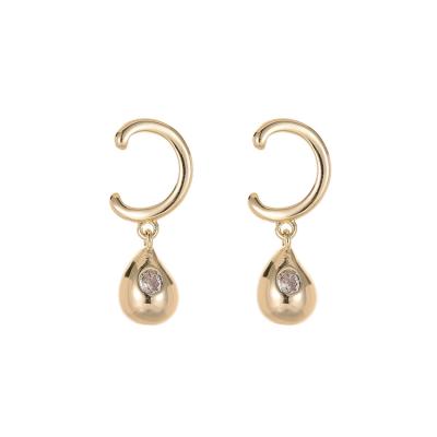 China Trendy Women's Elegant Earrings 2022 Trendy Jewelry Gold Plated Water Drop Dangle Zircon Stud Earrings for sale