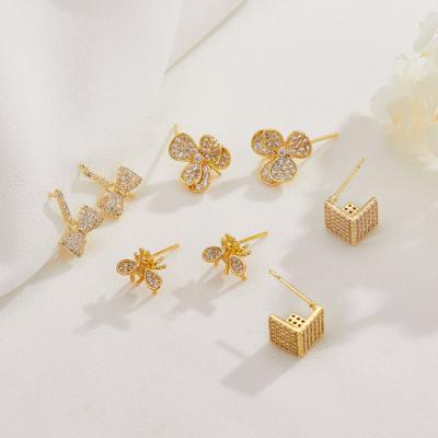 China TRENDY 14K Gold Jewelry Fashion Tiny Stud Earrings For Ears DIY Piercing Earrings for sale