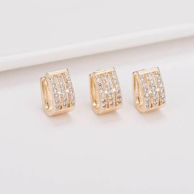 China Fashion Jewelry Trendy CZ Diamond Brass Round 14K Gold Plated Hoop Earrings for sale