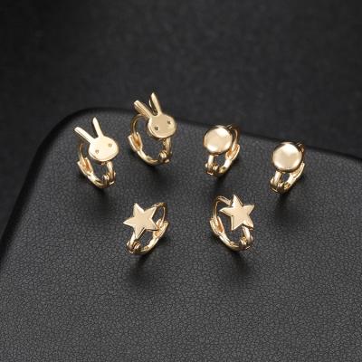 China TRENDY Trendy Simple Round Rabbit Star Shape 14K Gold Plated Tiny Circle Huggie Earrings for sale