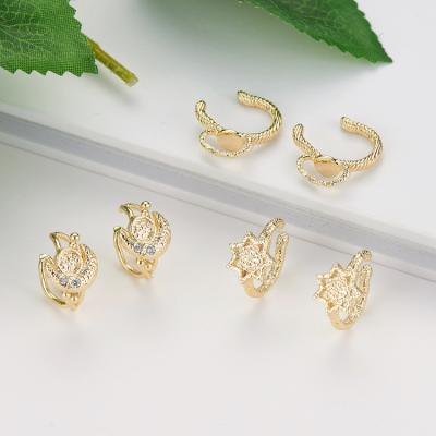 China FASHIONABLE Wholesale 14K Brass Gold Plated Cuff Earrings Ear Cuff Women's Ear Cuffs for sale