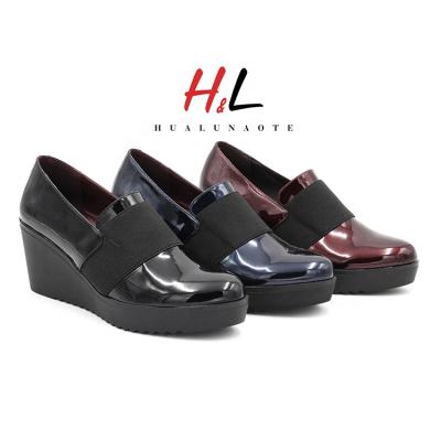 China Height Increasing 2020 Fashion PU Special Stylish Medium High Heels Wedge Shoes for sale