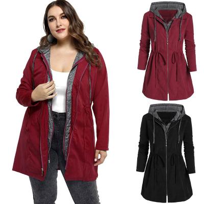 China Cotton-padded jacket winter jacket ladies mid length hooded two-piece plus size zipper jacket Cotton-padded jacket women for sale