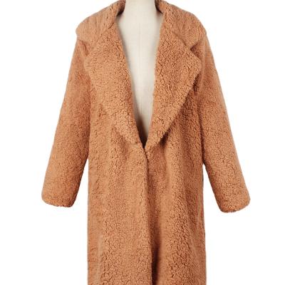 China QUICK DRY Ladies Plus Size Faux Fur Winter Coat Oversized Outwear Fuzzy Fleece Long Cardigan Coat Women's Woolen Overcoat For Woman for sale