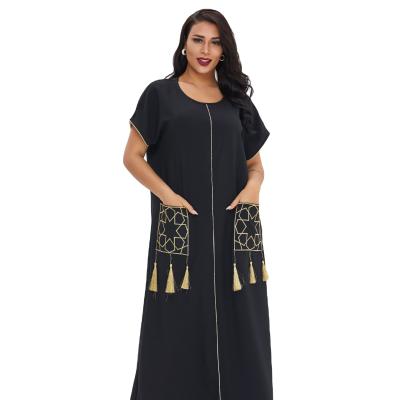 China Woolen summer ladies short muslim women robe Middle East Dubai long long skirt dress plus size muslim woman tunic for sale