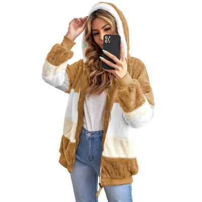 China European and American winter plush jacket women's hooded warm long-sleeved QUICK-DRY thickened double-sided fleece jacket women for sale