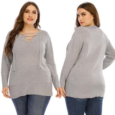 China Dropshipping Suntoday plus size pull over sweater V-neck fashion twine plus size women tops turtle neck sweater for sale