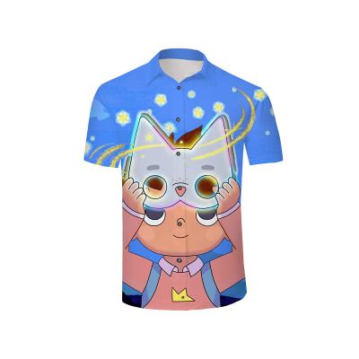 China Fashion 3D Cartoon Printed Casual Short Sleeve Anti-shrink Pattern Men's Digital Shirt for sale