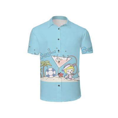 China 3D Anti-Shrink Printed Casual Short Surf Pattern Men's Beach Style Cartoon Summer Sleeve Shirt for sale