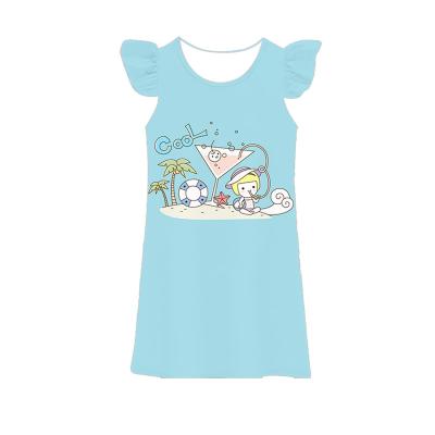 China Anti-wrinkle kids summer girls dress new beach surf pattern kids girls dress for sale