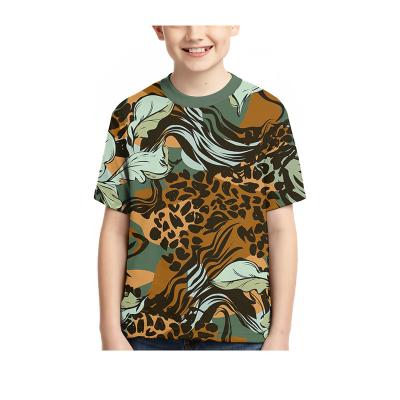 China Anti-pilling 3D printed variety of plants T-shirt children's summer flowers leaf pattern boy short sleeve for sale