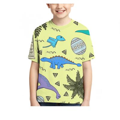 China Anti-pilling 3D Printed New Cartoon Summer Dinosaur T-shirt Kids Boys Short Sleeve T-shirt for sale