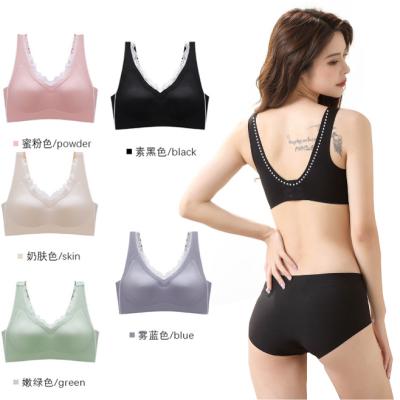 China Wholesale Breathable Seamless Bra And Brief Panty Sets Ladies Sexy Lace Bra And Panty Wireless Breathable Sexy Set for sale