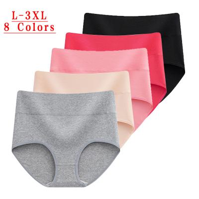 China High Waist Antibacterial Custom Underwear Cotton Female Crotch To Gather Abdomen Millimeter Large Size Fat Hip Pure Color Lady Panties for sale