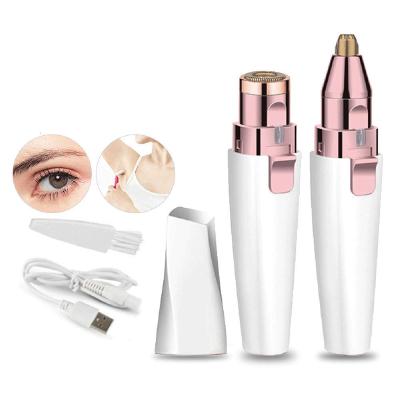 China Portable Mini Painless Women Painless Hair Remover, Rechargeable Eyebrow Trimmer, 2 IN 1 Eyebrow Trimmer and Hair Remover for sale