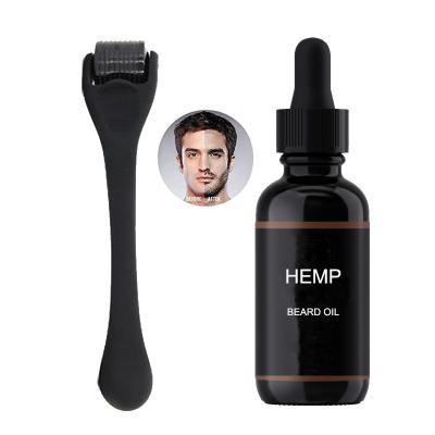 China Anti-Blister Private Label Beard Roller and Oil Kit for Men Hemp Beard Oil Beard Growth Roller and Derma Roller for sale