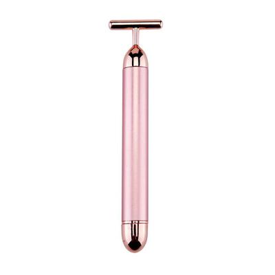 China Blood Vessels Removal Face Firming Tool Rose Gold Face Massager Pulse Roller Massager Beauty Facial Bar for sale