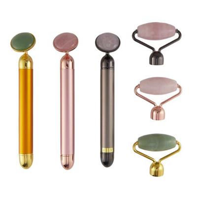 China Blood Vessels Removal Facial Relax Slimmer Vibrating Roller Rose Quartz Face Massager Face Beauty Tools Cheeks for sale