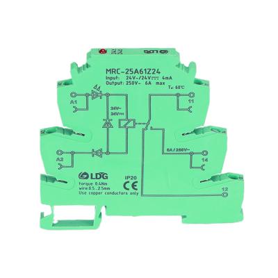 China MRC-25A61Z24 Sealed Contact Interface Relay 24VAC Electromagnetic Coil 6A 5V-250VAC/DC Output AC Voltage Control Relay Box Slim Din for sale