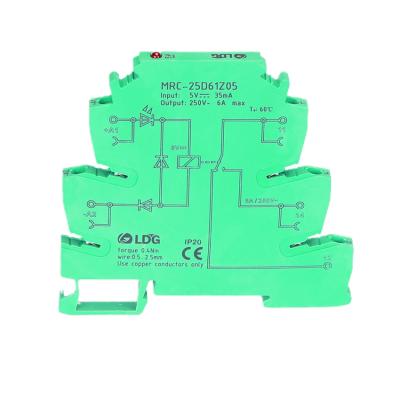 China MRC-25D61Z05 5VDC Relay Interface Module Sealed Electromagnetic Coil 6A 5V-250VAC/DC Output LED Flasher Relay Panel Din Slim Rail for sale