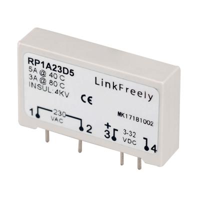 中国 RP1A23D5 Sealed 5A/230VAC Output Mini Solid State PCB Relay DC-AC 1-Phase Switching 3-32VDC Smart SSR Power Relay Control Zero Voltage 販売のため