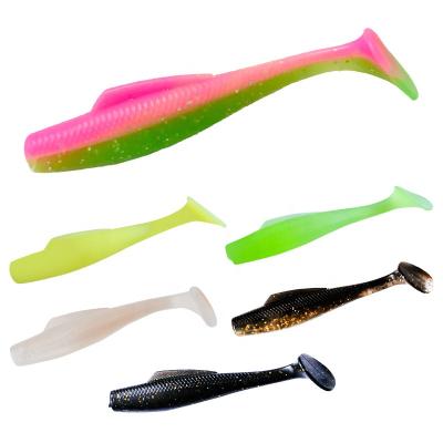 China HOWELL New Products 60mm 80mm Soft TPR Paddle Bait T-tail Eco-friendly Swim Baits Soft Fishing Lure for sale