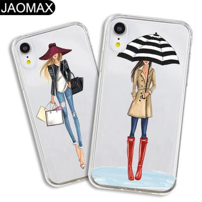 China Clear Custom TPU Back Cover Lovely Phone Girl Phone Case For iphone X XS max XR 5s 6s 7 8 plus Cell Phone Cover Bulk OEM ODM for sale