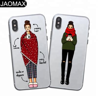 China Fashion Soft Winter Women Christmas TPU Custom Design Phone Case For iphone X xs max xr 6S 7 8 plus Cartoon Phone Cover for sale