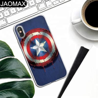 China Fashion Cartoon Character Captain America Retail Soft TPU Clear Space Phone Case For iphone X 6S 6 7 8 plus Phone Cover DIY Cases for sale