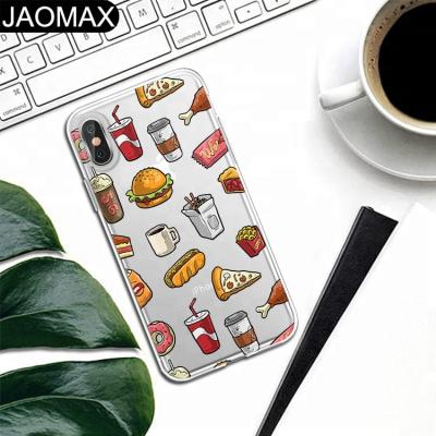 China Fashion Pizza Burger Food Stick Figure TPU Soft Clear Phone Case For iphone X 6S 6 7 8 plus Phone Cartoon DIY Cover Cases for sale