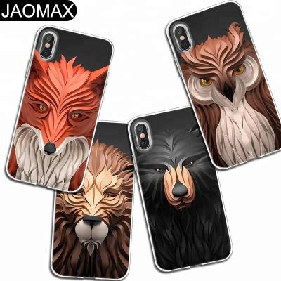 China Fashion 3d print texture animal fox bear lion soft clear TPU phone case for iphone X 6S 6 7 8 plus phone cartoon cover DIY cases for sale