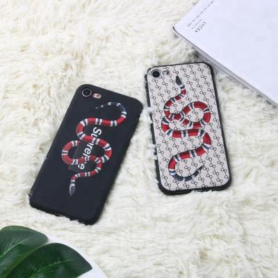 China Custom Fashion Snake Fashion Brand Design Silicone UV Printing Phone Case For iphone 6 7 8 plus X OEM Mate Back Cover TPU Black for sale